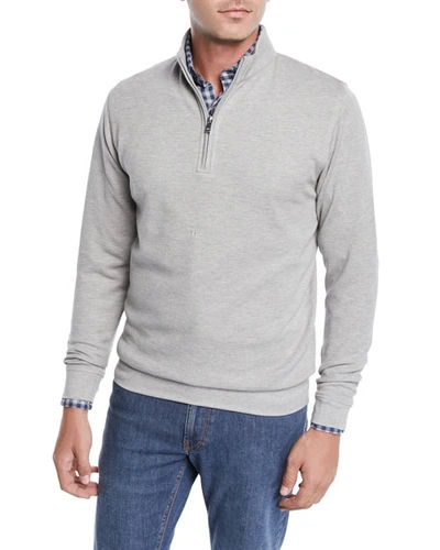 Shop Peter Millar Men's Crown Comfort Half-zip Sweater In Light Gray