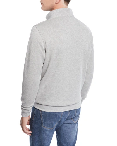 Shop Peter Millar Men's Crown Comfort Half-zip Sweater In Light Gray