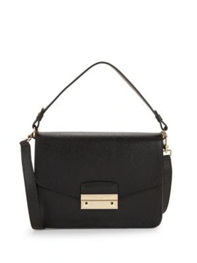 Shop Furla Saffiano Leather Crossbody Bag In Onyx