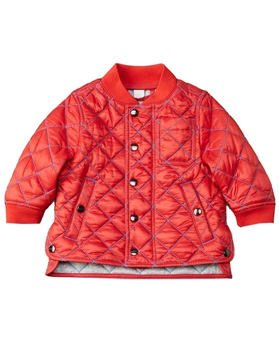 Shop Burberry Mini Finchly Coat In Red