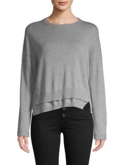 Shop Inhabit Double Hem Cotton Sweater In Medium Grey