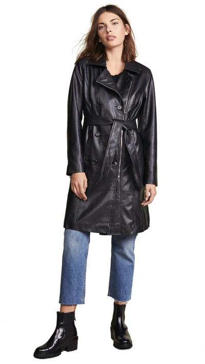 Shop Blank Denim Vegan Leather Trench Coat In The Punisher