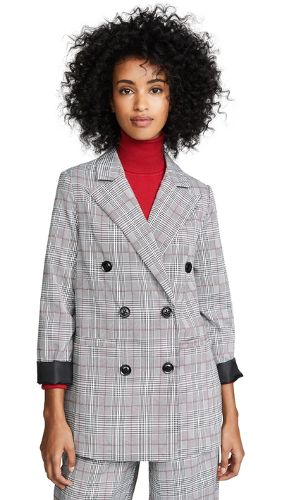 Shop English Factory Double Breasted Jacket In Candy Pink Plaid