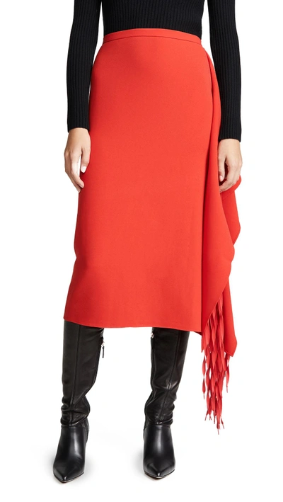 Shop Tibi Fringe Skirt In Red