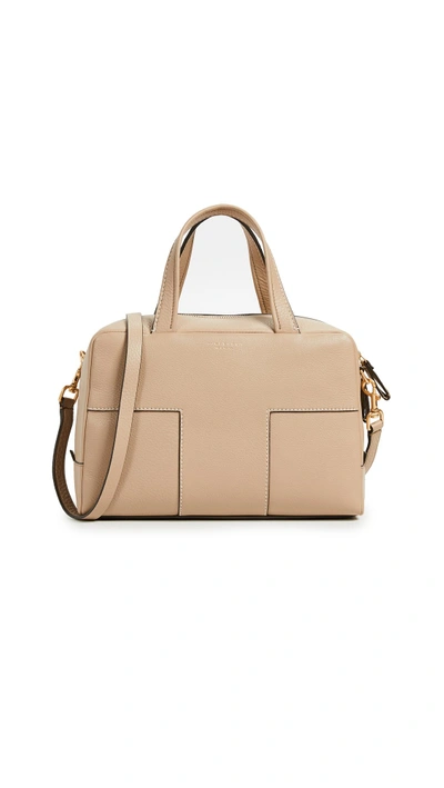 Tory Burch Block T Pebbled Zip Satchel In Savannah ModeSens