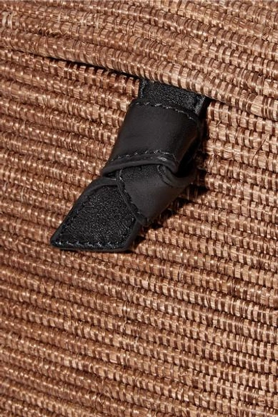 Shop Cesta Collective Crossbody Leather-trimmed Woven Sisal Shoulder Bag In Camel