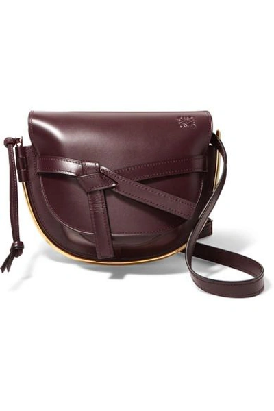 Shop Loewe Gate Small Embellished Leather Shoulder Bag In Burgundy