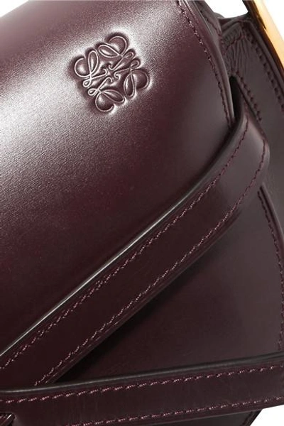 Shop Loewe Gate Small Embellished Leather Shoulder Bag In Burgundy