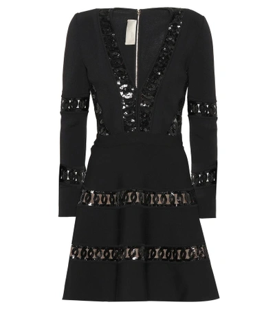 Shop Elie Saab Sequin And Jersey Dress In Black