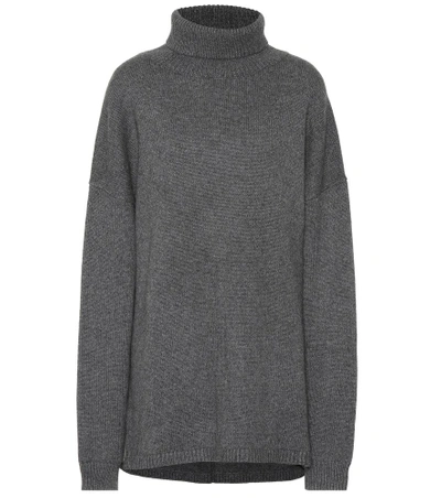 Shop Tibi Cashmere Turtleneck Sweater In Grey