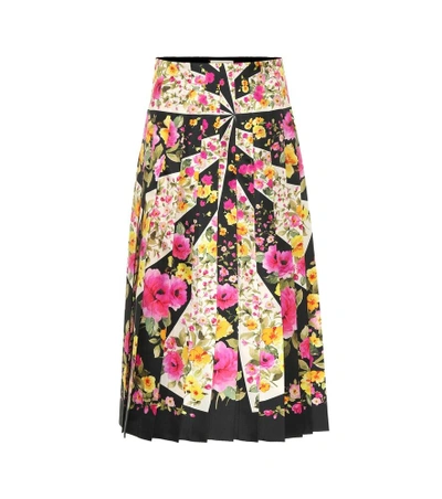 Shop Gucci Pleated Silk Twill Skirt In Multicoloured