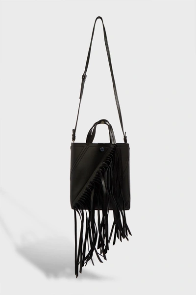 Proenza Schouler Hex Small Fringed Leather Tote In Black