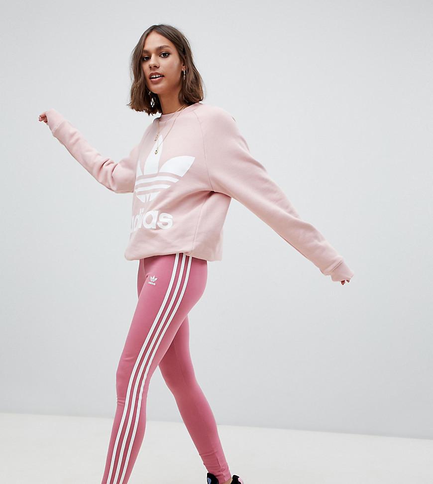 adidas pink 3 stripe leggings