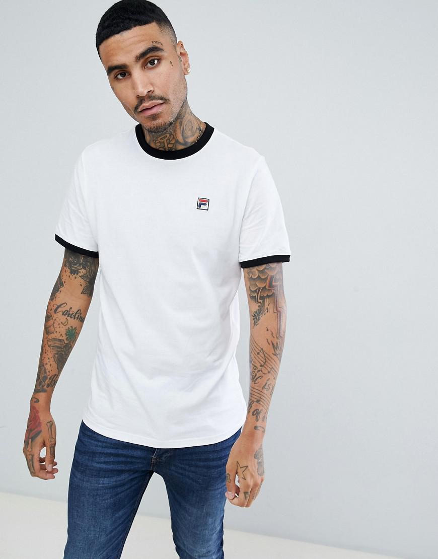 Fila White Line Ringer T Shirt With Small Logo In White White