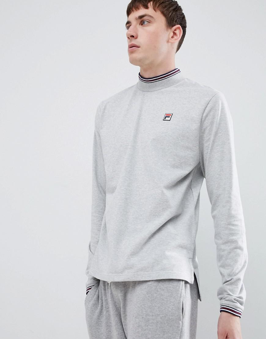 Fila White Line Quentin Long Sleeve T Shirt With High Neck In Gray