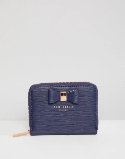 Shop Ted Baker Bow Zip Purse - Navy