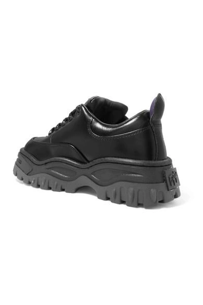 Shop Eytys Angel Glossed-leather Platform Sneakers In Black