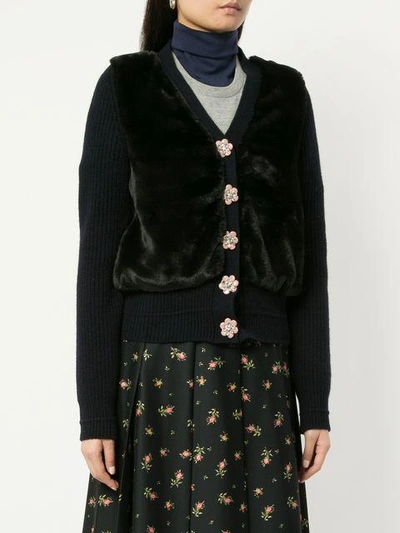 Shop Markus Lupfer Floral Buttons Cardigan - Black