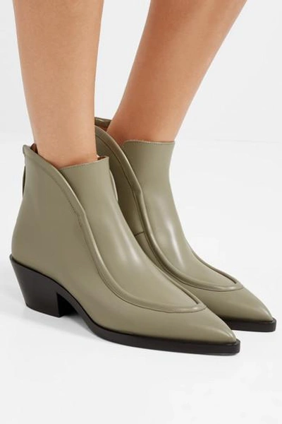 Shop Jil Sander Leather Ankle Boots In Gray