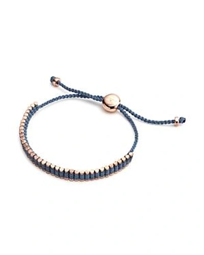 Shop Links Of London Rose-gold Plated Mini Friendship Bracelet In Sky Blue/rose Gold