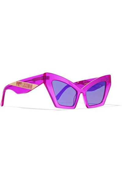 Shop Poppy Lissiman Diavolina Cat-eye Acetate Sunglasses In Fuchsia