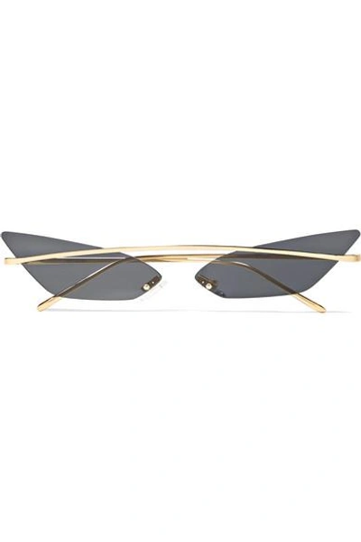 Shop Poppy Lissiman Skinny Demon Cat-eye Gold-tone Sunglasses In Black