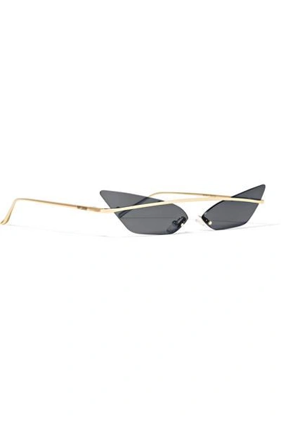 Shop Poppy Lissiman Skinny Demon Cat-eye Gold-tone Sunglasses In Black