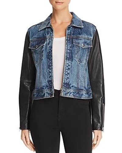 Shop Rag & Bone /jean Nico Denim & Leather Jacket In Indigo