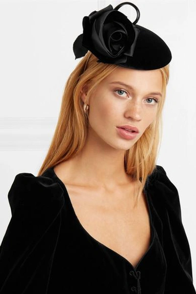 Shop Philip Treacy Rosette And Bow-embellished Velvet Headpiece In Black