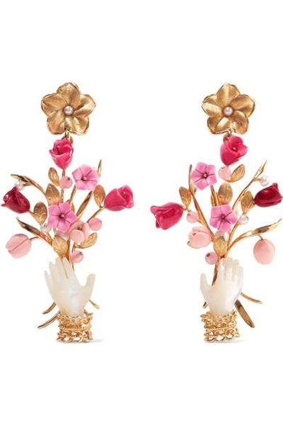 Shop Of Rare Origin Blossom Gold Vermeil Multi-stone Earrings In Pink