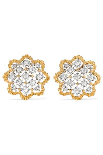 Shop Buccellati Rombi 18-karat Yellow And White Gold Diamond Earrings