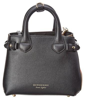 Burberry Baby Banner Leather And House Check Tote In Black | ModeSens
