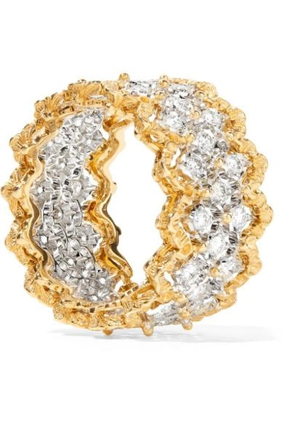 Shop Buccellati Rombi 18-karat Yellow And White Gold Diamond Ring