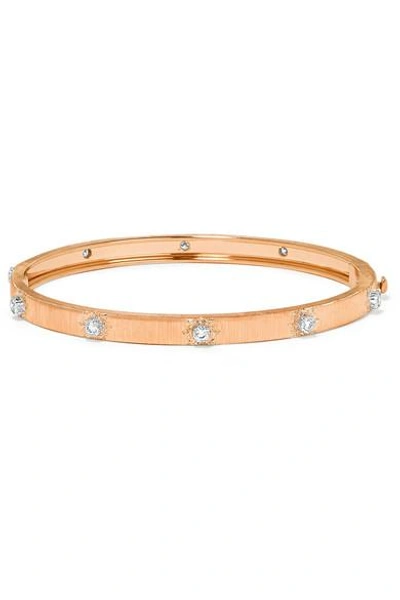 Shop Buccellati Macri 18-karat Pink And White Gold Diamond Bracelet In Rose Gold