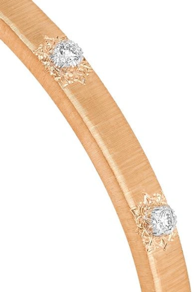 Shop Buccellati Macri 18-karat Pink And White Gold Diamond Bracelet In Rose Gold