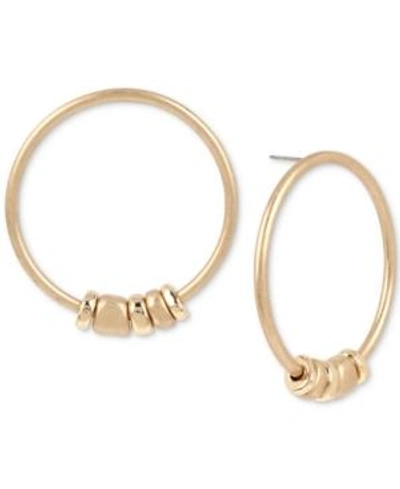 Shop Robert Lee Morris Soho Large Gold-tone Beaded Drop Hoop Earrings