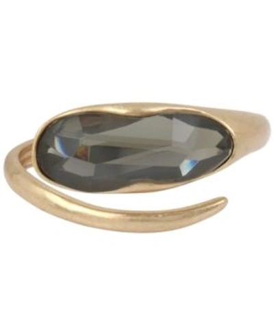 Shop Robert Lee Morris Soho Gold-tone Stone Bypass Bangle Bracelet In Black Diamond