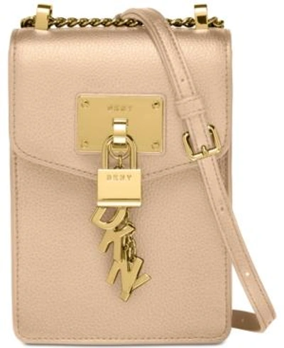 Shop Dkny Elissa Pebbled Charm Chain Strap Crossbody, Created For Macy's In Eggnog/gold