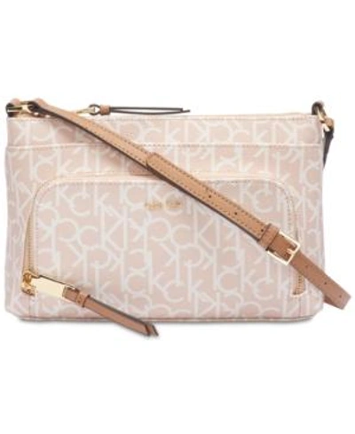 Shop Calvin Klein Lily Signature Crossbody In Desert Taupe