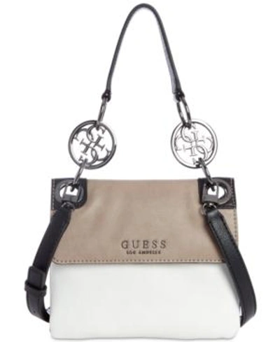 Guess Alana Top-handle Shoulder Bag In Chalk Multi/silver | ModeSens