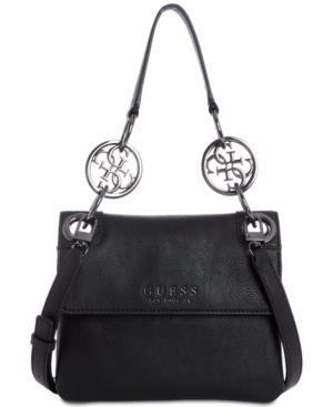 Guess Alana Top-handle Shoulder Bag In Black/silver | ModeSens