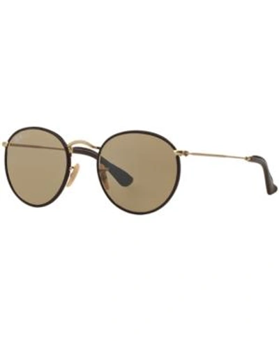 Shop Ray Ban Ray-ban Sunglasses, Rb3475q Round Craft In Gold Matte/brown