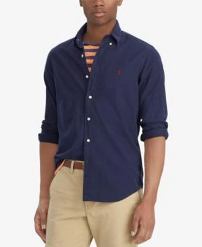 Shop Polo Ralph Lauren Men's Classic-fit Garment-dyed Oxford Shirt In Rl Navy