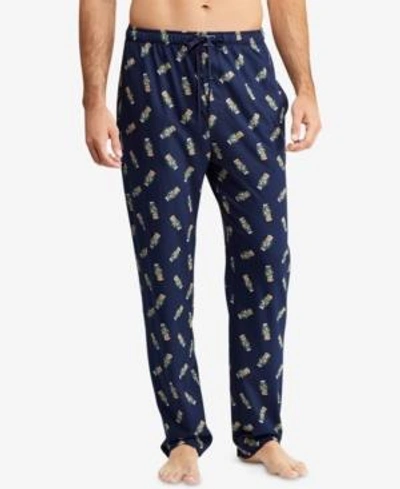 Shop Polo Ralph Lauren Men's Allover Polo Bear Cotton Pajama Pants In Cruise Navy/be Polo