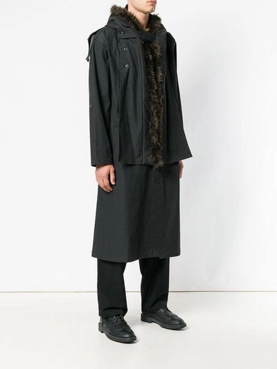 Shop Yohji Yamamoto Oversized Cape Coat In Black
