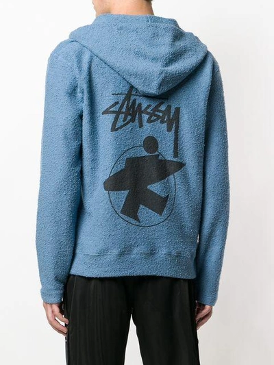 Shop Stussy Textured Hoodie - Blue