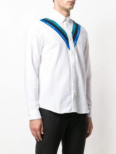 Shop Kenzo Branded Panel Button-down Shirt In White