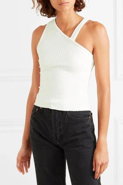 Shop The Range One-shoulder Ribbed Stretch-jersey Top In White