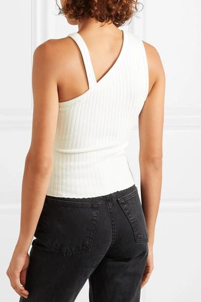 Shop The Range One-shoulder Ribbed Stretch-jersey Top In White
