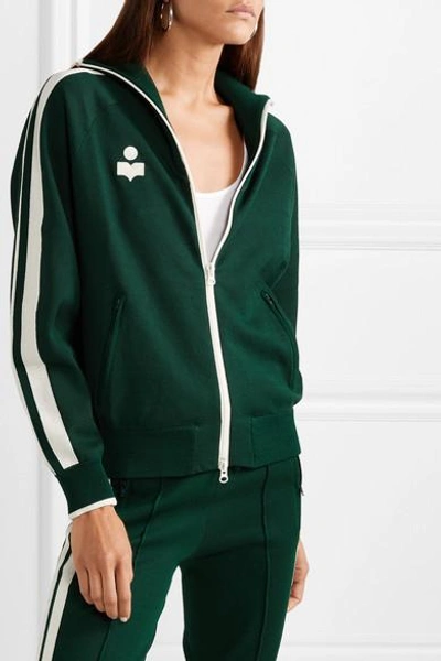 Shop Isabel Marant Étoile Darcey Striped Jersey Track Jacket In Forest Green